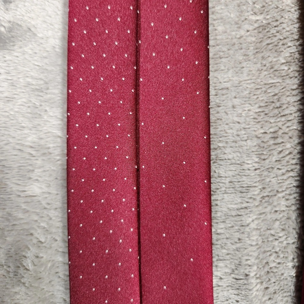 VTG Oscar De La Renta Mens Neck Tie Red Silver Patterned 56x3" Short Narrow - Picture 5 of 8
